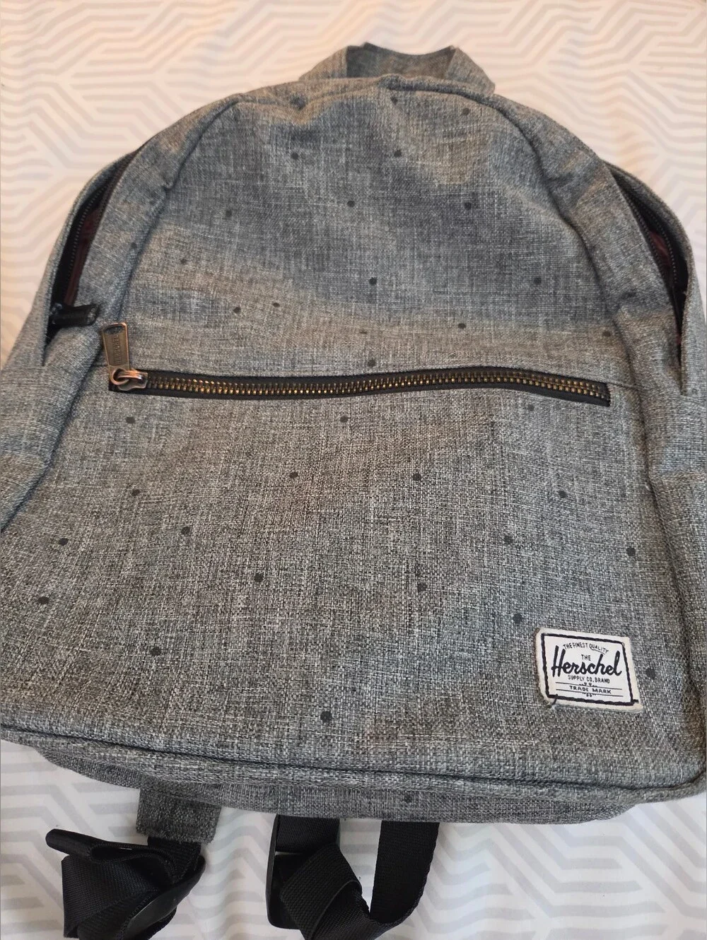 The Herschel Mini Backpack In Grey Color Striped Interior Blk Dots